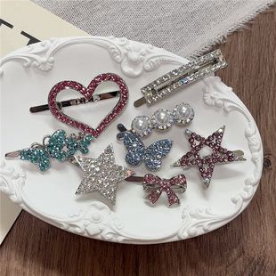 韩版Y2K甜酷公主几何简约水钻发夹侧边夹磁吸扣发夹刘海夹发饰女