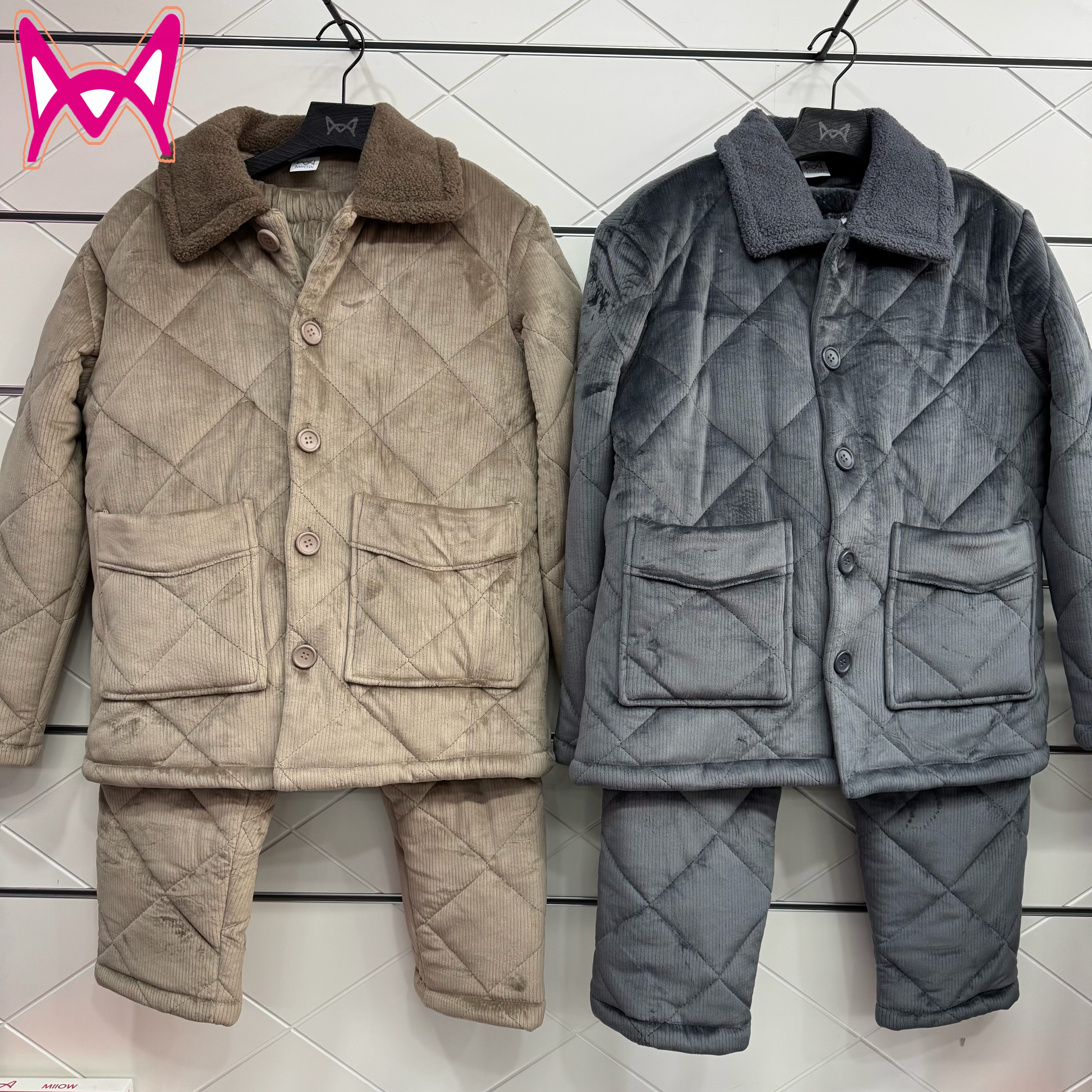 猫人专柜正品  冬季男士翻领保睡衣/家居服套装