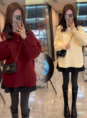 秋冬季毛衣搭配百褶裙套装穿搭一整套炸街女装洋气衣服小香风裙子