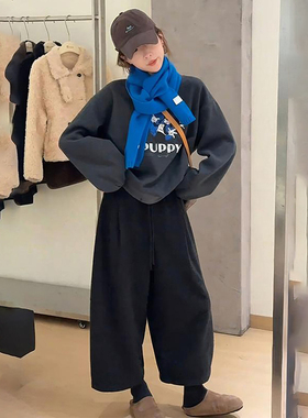 秋冬季卫衣阔腿裤套装小众炸街高级感女装洋气衣服炸街穿搭一整套
