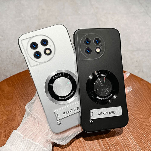 适用一加Ace2Pro手机壳金属漆无边框磁吸折叠支架保护套防摔Ace2V