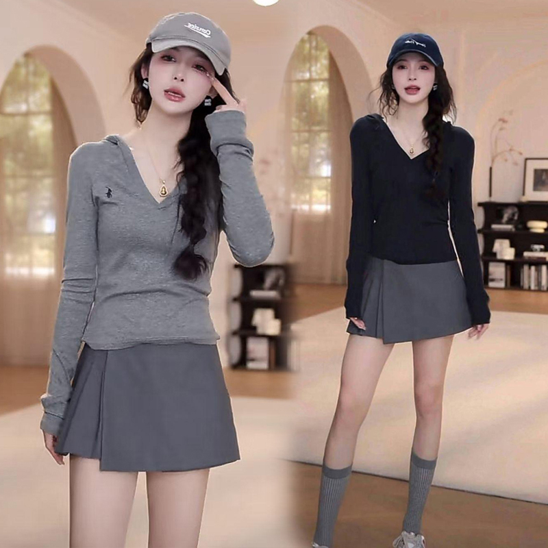 连帽T恤上衣裙子套装女生韩系