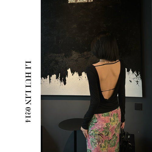 LIHUILIN/定制款修身后背镂空小衫  夏季新款