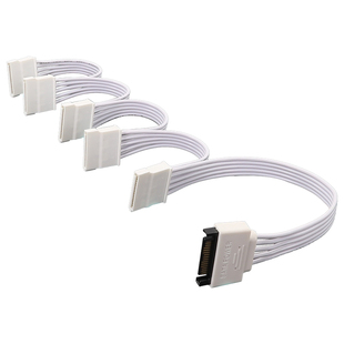 电脑连接线电源SATA 15PIN一拖五 白色款硬盘笼供电线安规纯铜