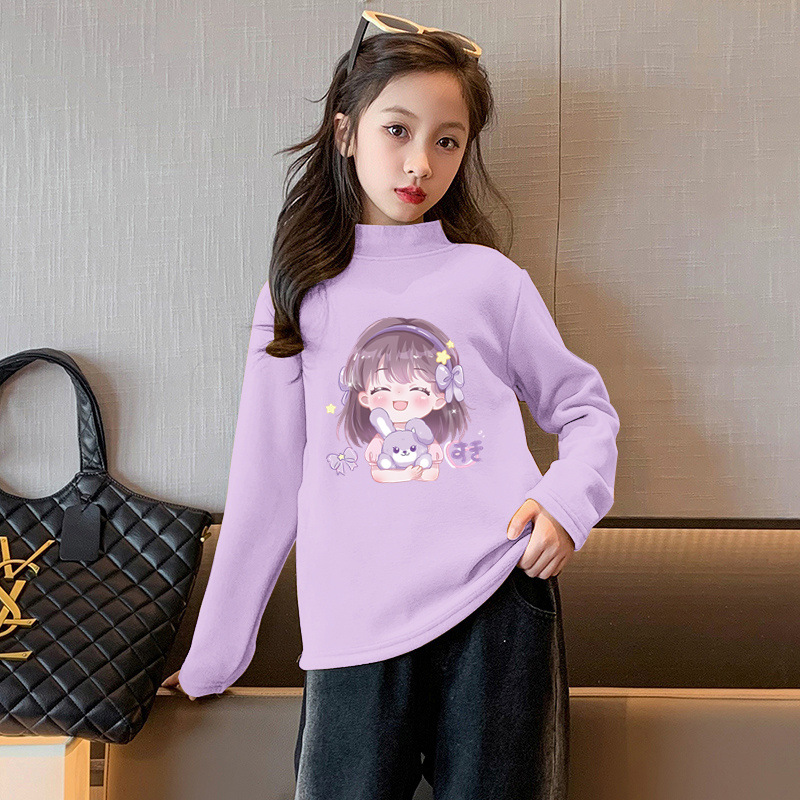 Y2541#儿童德绒女童保暖T恤秋冬款童装上衣宝宝打底衫长袖内搭T恤