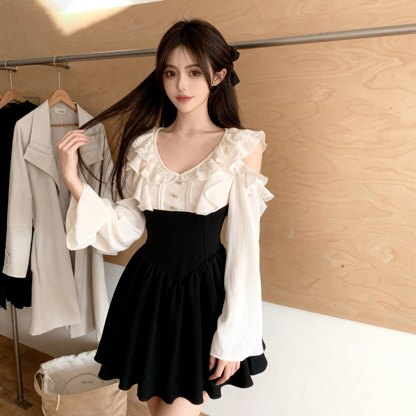小个子礼服裙女露肩甜美轻奢裙子
