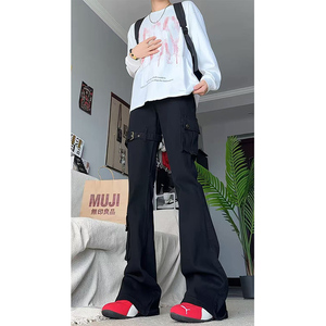 A417A  NK1912  p45秋季新款男士休闲长裤高级设计感微喇牛仔裤图片