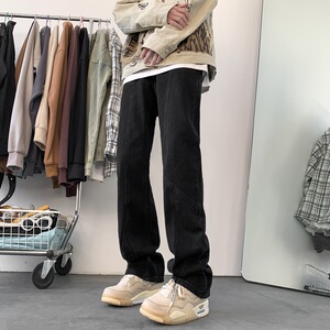 A417A NK357 P55秋冬男士高街时尚拼接设计感牛仔裤百搭裤子图片