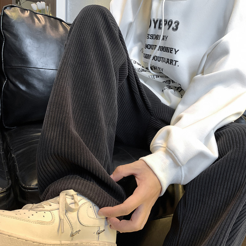 A417ABK66P45秋季男士休闲长裤直筒运动束脚裤灯芯绒裤子百搭,男装休闲裤,电商A417A