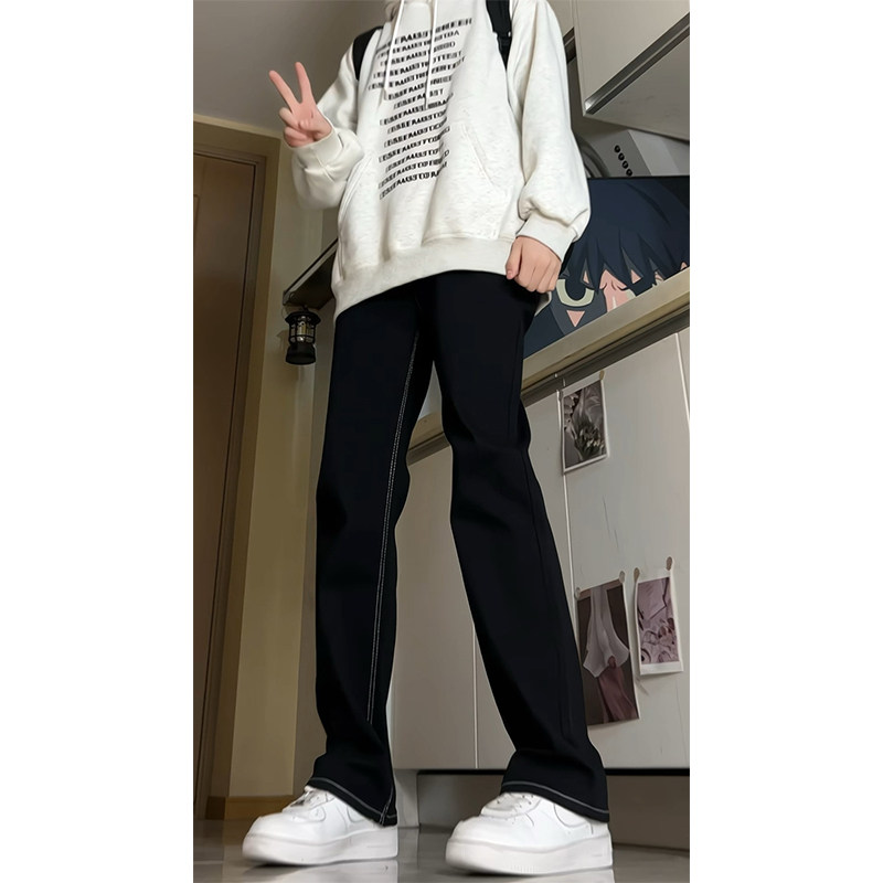 A417ANK3112P45春季男士白色织带牛仔裤微喇休闲长裤,男装牛仔裤,电商A417A