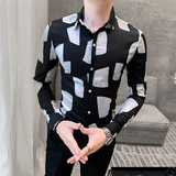 312A-928-P55新款社会精神小伙衬衫男帅气时尚修身衬衣-首4，男装衬衫，星座312A