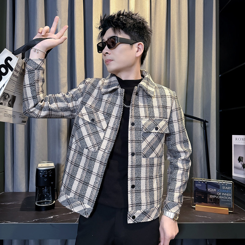 312A-S54-P130控170秋冬季呢子韩版男装夹克潮流高级秋冬上衣C,男装夹克,星座312A
