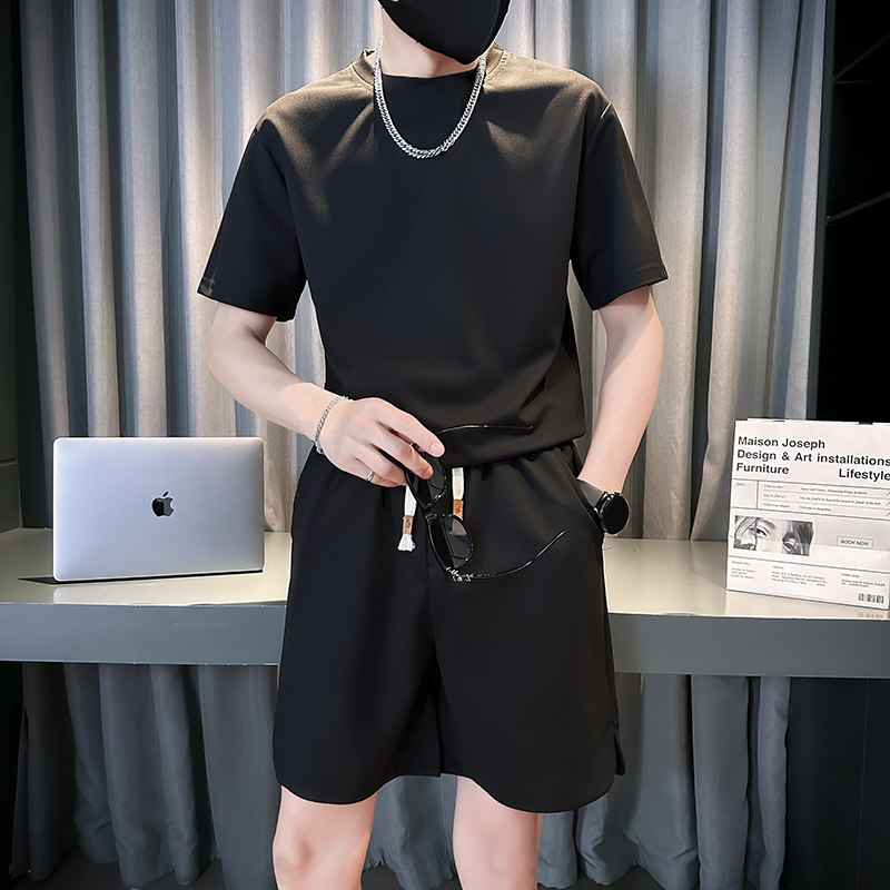 287608-P96控138夏季店主风工装套装夏装韩版运动服C,男装休闲套装,星座312A