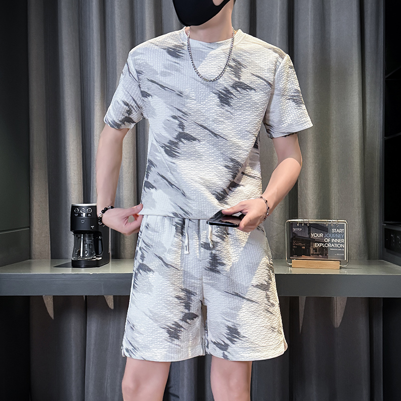 K60T60-P90控136夏季社会小伙工装套装夏装韩版运动服A，男装休闲套装，星座312A