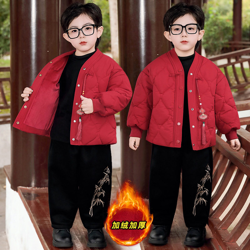 新款中式棉衣童装男童棉服服红色拜年服加厚儿童冬装2026男孩外套,童装/婴儿装/亲子装,汉服,淘宝优惠券,粉丝福利购,淘宝优惠卷