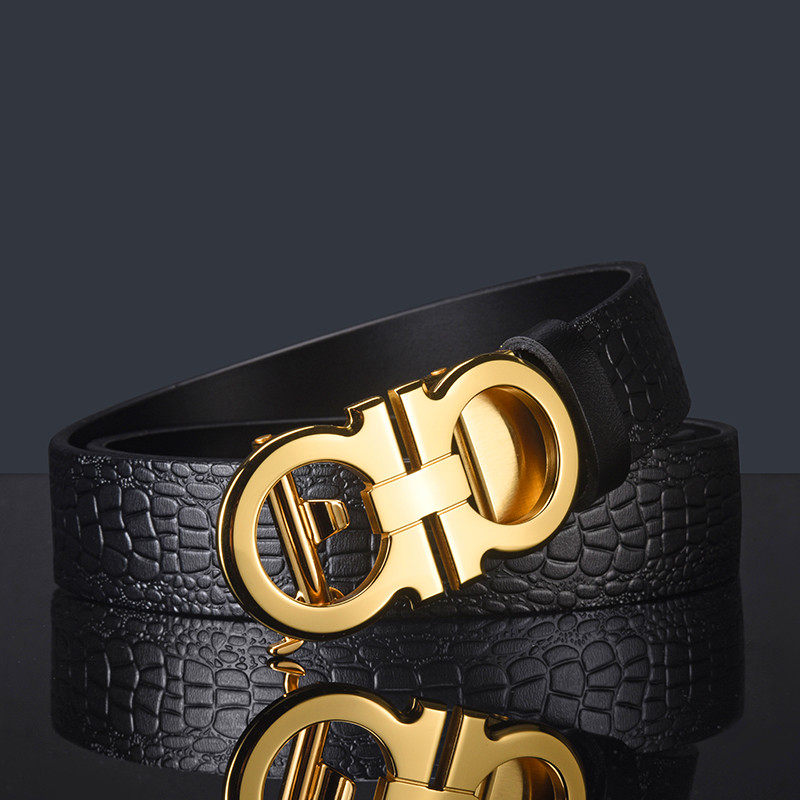 男士皮带真皮高端酷奇豆平滑扣腰带休闲百搭自动款钢扣牛皮裤带