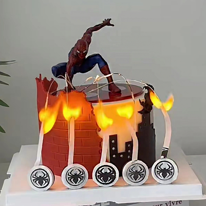ins魔术火焰蜘蛛侠蛋糕装饰