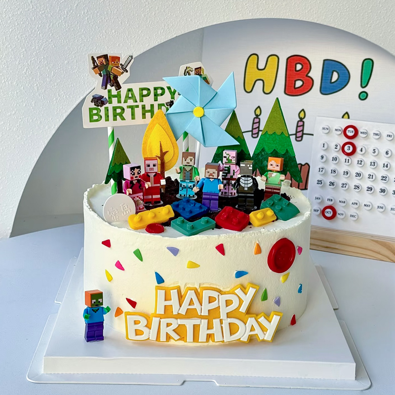 我的世界插牌套装生日蛋糕装饰