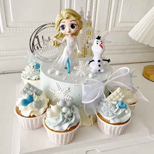 艾莎冰雪奇缘公主雪花生日蛋糕