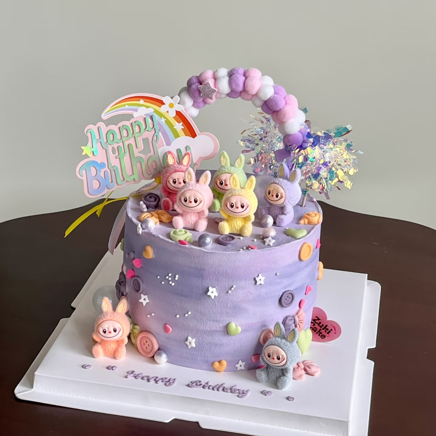 网红布bu彩色小兔子蛋糕装饰摆件