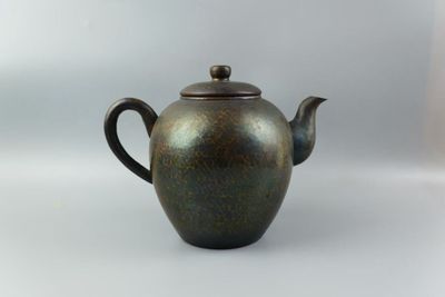 日本昭和时期制茶道铜壶 铜水注 紫铜手工鎚打制 全品