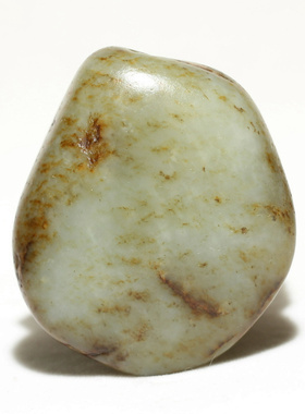 褐皮94.6克青白玉把件挂件吊坠手玩件新疆和田玉籽料原石料独籽玉