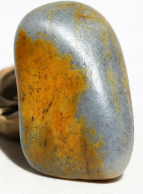 黄皮111.2克青花把件◆新疆和田玉籽料原石原料◆天然真皮籽玉◆