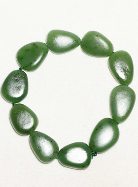 42.9克碧玉手链◆新疆和田玉籽料原石原料◆天然真皮籽玉◆