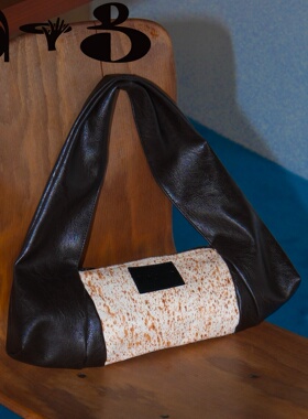 ALLGOODGOODS nin天然马毛皮拼接三角包复古小众腋下包 单肩包女