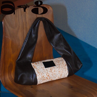 天然马毛皮拼接复古小众腋下包