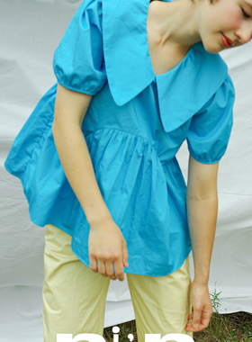 Nin vol.1|2025原创高支贡缎棉彼得潘领灯笼短袖复古可爱娃娃衬衫