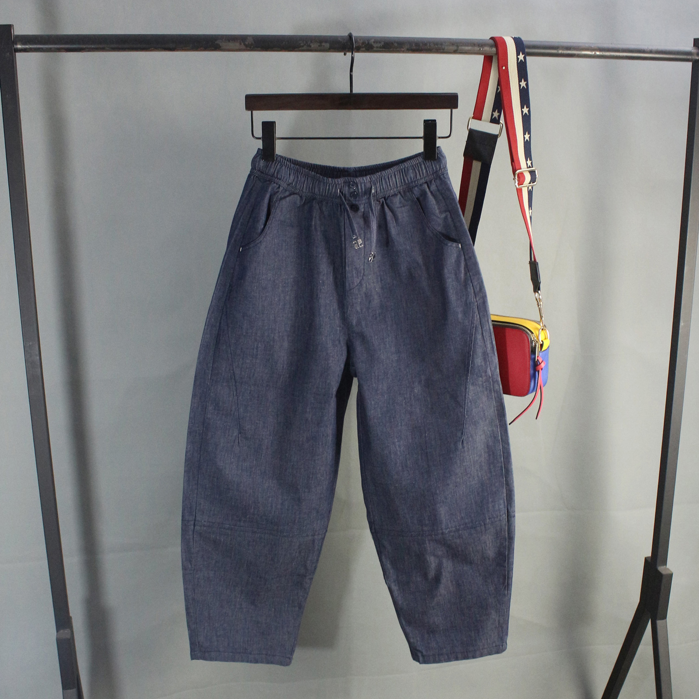 胖mm大码9分弹性休闲百搭弯刀裤