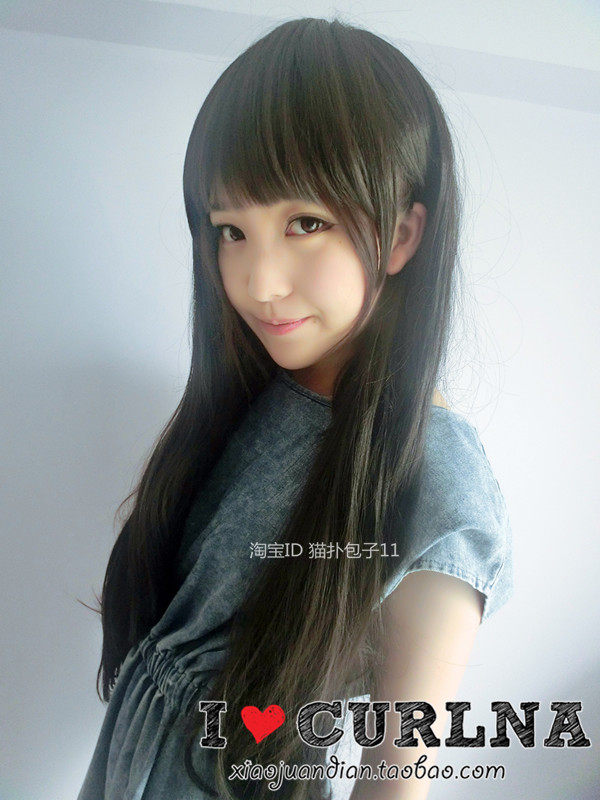 日本黑色高温丝自然逼真假发