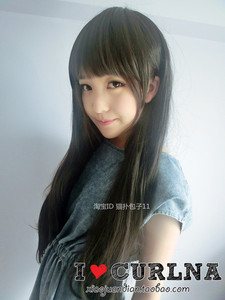 蔻娜新品 日本PRISILA原单大头皮黑色超长直发高温丝自然逼真假发