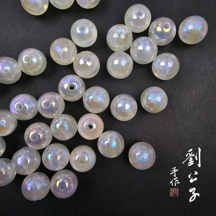 卡14mm16mm18mm人鱼姬直孔圆珠手绘珠底胚 刘公子手作diy手工串珠