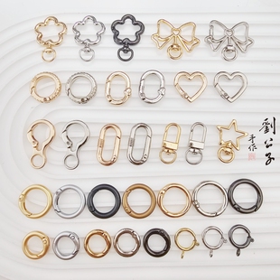 金属哑金哑银门扣弹簧扣弹簧圈刘公子手作diy包挂手机链饰品配件