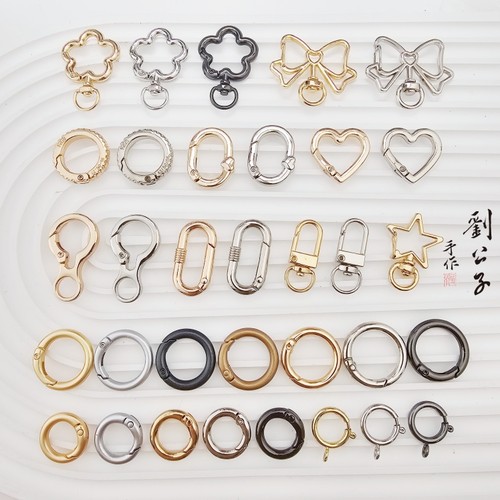 金属哑金哑银门扣弹簧扣弹簧圈刘公子手作diy包挂手机链饰品配件