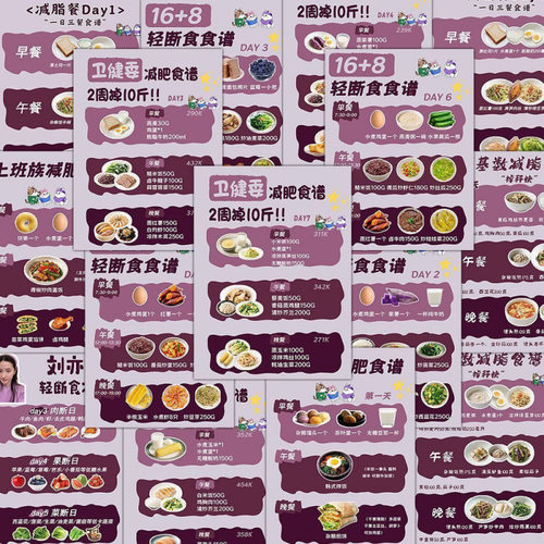 减肥食谱贴纸菜谱DIY手帐手机