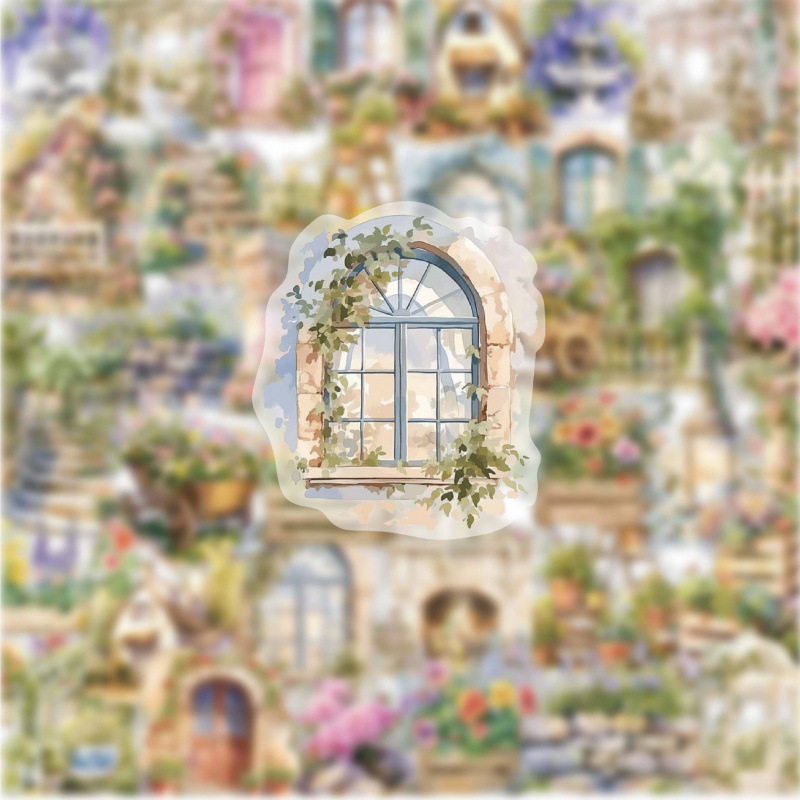 田园花卉贴纸124张透明花朵手账手机壳杯子笔记本电脑头盔DIY防水,3C数码配件,笔记本个性小贴纸,淘宝优惠券,粉丝福利购,淘宝优惠卷