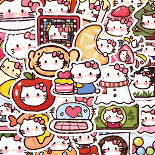 美食Kitty贴纸手账装 饰凯蒂猫儿童贴画 饰90张手机可爱DIY笔记本装
