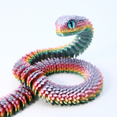 3d打印蝰蛇玩具模型夜光全身关节可动仿真动物儿童玩具造景摆件