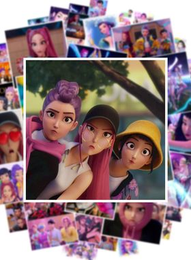 100张K-Pop demon hunter猎魔女团贴纸手帐手机行李箱笔记本装饰