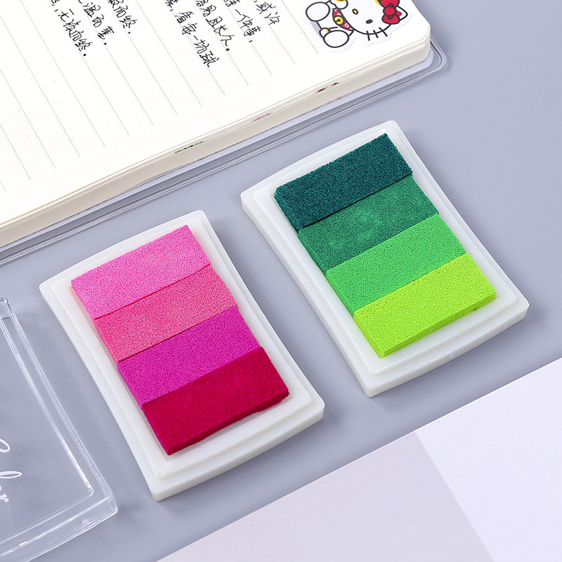 印章伴侣渐变彩色印泥手帐相册DIY橡皮章印台手指画可爱学生印油