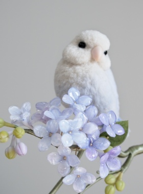 原创手作花鸟发簪鹦鹉丁香花发饰