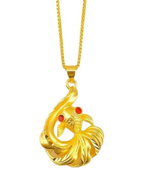 云上轩沙金仿黄金色锦鲤项链