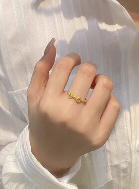 古法仿真黄金色在逃公主开口戒指