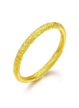 古法仿真黄金色指环卷草纹戒指