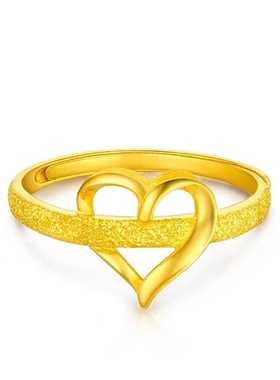 古法仿真黄金色指环一心一意戒指