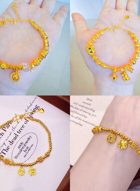 金店同款新中式星轮盘缠小熊手链