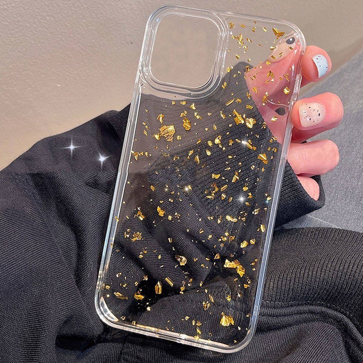 百搭透明金箔适用苹果16ProMax手机壳iPhone15滴胶14plus创意13手工12pro高级11个性X潮牌8软壳